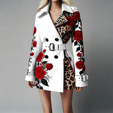 Load image into Gallery viewer, Women's Long Sleeve Floral Flower Printed Office Coat Dress