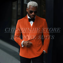 Load image into Gallery viewer, Luxury Men's Suits Velvet Double Breasted Shawl Lapel Slim Fit 2 Piece