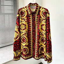 Load image into Gallery viewer, Men's Shirt Black Gold Baroque Medusa Long Sleeve Shirt