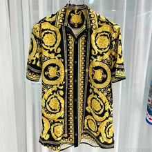 Load image into Gallery viewer, Men's Shirt Black Gold Baroque Medusa Long Sleeve Shirt