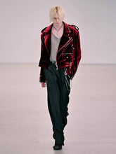 Load image into Gallery viewer, Mauroicardi Short Soft Velvet Moto & Biker Jacket Men Zipper Elegant Chic Stylish Luxury Designer Emo Clothes