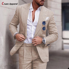 Load image into Gallery viewer, Men's Suit Set For Male Casual Party Fashion Blazer Pants 2Pieces Wedding Groomsman Formal Peaked Lapel Outfits