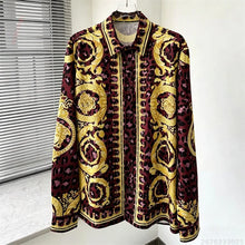 Load image into Gallery viewer, Men's Shirt Black Gold Baroque Medusa Long Sleeve Shirt