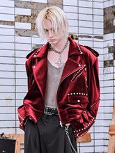 Load image into Gallery viewer, Mauroicardi Short Soft Velvet Moto & Biker Jacket Men Zipper Elegant Chic Stylish Luxury Designer Emo Clothes