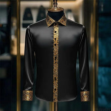Load image into Gallery viewer, Luxury 3D Printed Long-Sleeve Men's Shirt, Baroque Gold Pattern Slim Fit Dress Shirt