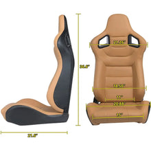 Load image into Gallery viewer, Adjustable Racing Seats 3D PVC Full WRAP Leather Universal Left Right Reclinable Sports Bucket Racing Car Seats Black Yellow Red