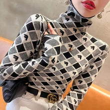 Load image into Gallery viewer, Women's Turtleneck Argyle Knit Design