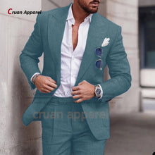 Load image into Gallery viewer, Men's Suit Set For Male Casual Party Fashion Blazer Pants 2Pieces Wedding Groomsman Formal Peaked Lapel Outfits