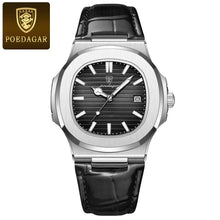 Load image into Gallery viewer, POEDAGAR Top Luxury Square Man Watch Date Waterproof Luminous Men Wristwatch High Quality Leather Men's Quartz Watch