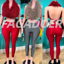 Load image into Gallery viewer, Women's Sexy Fur Patchwork 2 Piece Set Outfit Halter Backless Crop Top
