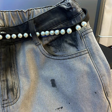 Load image into Gallery viewer, Men's Beading Ripped Jacket Wide Leg Jeans Denim 2 Piece Set