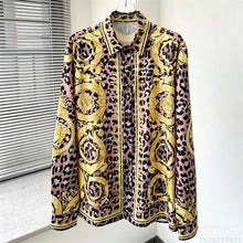 Load image into Gallery viewer, Men's Shirt Black Gold Baroque Medusa Long Sleeve Shirt