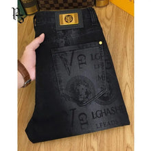 Load image into Gallery viewer, Slim Jeans for Men High-end Luxury Clothing Black Printing Mid-waist Stretch Casual Pencil Pants