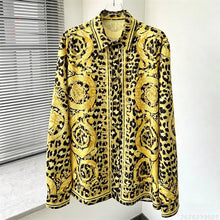 Load image into Gallery viewer, Men's Shirt Black Gold Baroque Medusa Long Sleeve Shirt