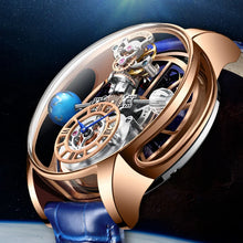 Load image into Gallery viewer, Celestial Men's Watch Transparent Case Design Men's Leather Quartz Watch Time Adjustment Waterproof