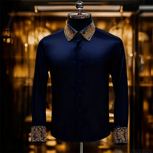 Load image into Gallery viewer, Luxury 3D Printed Long-Sleeve Men's Shirt, Baroque Gold Pattern Slim Fit Dress Shirt