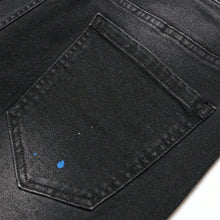 Load image into Gallery viewer, Men's Fashion Ripped Patchwork Hole Straight Black Jeans Slim Fit