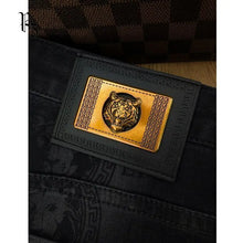 Load image into Gallery viewer, Slim Jeans for Men High-end Luxury Clothing Black Printing Mid-waist Stretch Casual Pencil Pants