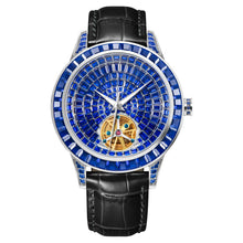 Load image into Gallery viewer, Diamond Face Tourbillon Mechanical Men's Watch Men's Leather Luminous Waterproof Mechanical Watch