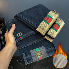 Load image into Gallery viewer, Plush Thick Jeans for Men, Slim Fit, Small Feet, High end Trend, Light Luxury, Fashion, Elastic Warm Pants