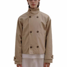 Load image into Gallery viewer, Mauroicardi Khaki Short Trench Coats Man Stand Collar Double Breasted Elegant Chic Luxury Designer Jacket