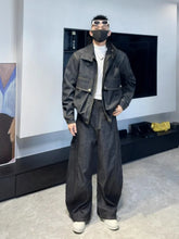 Load image into Gallery viewer, Men's Vintage Denim Jacket Wide Leg Jeans Two Piece Set