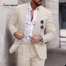 Load image into Gallery viewer, Men's Suit Set For Male Casual Party Fashion Blazer Pants 2Pieces Wedding Groomsman Formal Peaked Lapel Outfits
