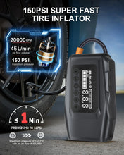 Load image into Gallery viewer, 5-IN-1 Car Jump Starter with Air Pump Peak 5000A Auto Battery Booster 150PSI Air Compressor Portable Power Bank Tire Inflator