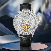 Load image into Gallery viewer, Diamond Face Tourbillon Mechanical Men's Watch Men's Leather Luminous Waterproof Mechanical Watch