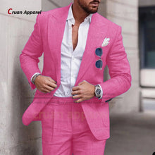 Load image into Gallery viewer, Men's Suit Set For Male Casual Party Fashion Blazer Pants 2Pieces Wedding Groomsman Formal Peaked Lapel Outfits