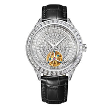 Load image into Gallery viewer, Diamond Face Tourbillon Mechanical Men's Watch Men's Leather Luminous Waterproof Mechanical Watch
