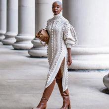Load image into Gallery viewer, Turtleneck Sweater Dress Ribbed Knitted Stretchy Warm In Multiple Colors
