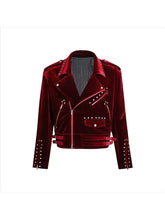 Load image into Gallery viewer, Mauroicardi Short Soft Velvet Moto & Biker Jacket Men Zipper Elegant Chic Stylish Luxury Designer Emo Clothes