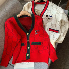 Load image into Gallery viewer, Women's V-neck Embroidered Knitting Cardigan Coat