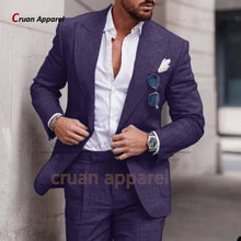 Load image into Gallery viewer, Men's Suit Set For Male Casual Party Fashion Blazer Pants 2Pieces Wedding Groomsman Formal Peaked Lapel Outfits