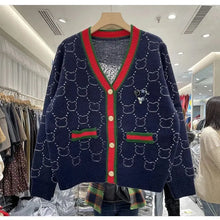 Load image into Gallery viewer, Women's V-neck Embroidered Knitting Cardigan Coat