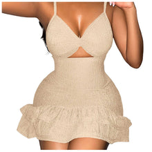 Load image into Gallery viewer, Women's Cut Out Dress Sleevelesss Sexy Spaghetti Strap Ruffles Deep V Neck Street Dress 2025 Summer Night Club Party Dresses