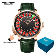 Load image into Gallery viewer, J CO Style Mechanical Watches Men Push Button Turn Russian Roulette Game Sapphire Mirror Diamond Dial Men's Watch