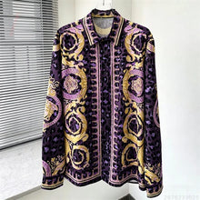 Load image into Gallery viewer, Men's Shirt Black Gold Baroque Medusa Long Sleeve Shirt