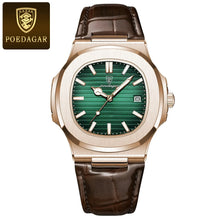 Load image into Gallery viewer, POEDAGAR Top Luxury Square Man Watch Date Waterproof Luminous Men Wristwatch High Quality Leather Men's Quartz Watch