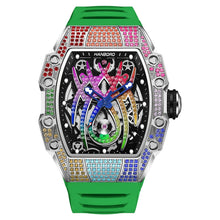 Load image into Gallery viewer, Men's Automatic Watch Tonneau Luxury Mechanical Wristwatch 5Bar Waterproof Skeleton Crystal Spider Dial & Bezel