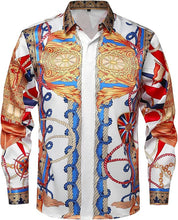 Load image into Gallery viewer, Men's European Baroque Pattern 3D Printed Shirt Long Sleeve Collar Hawaiian Casual Shirt Outdoor Party Minimalist Clothes Men