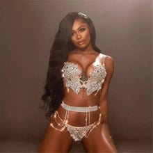 Load image into Gallery viewer, Gold Silver Rhinestones Bikini Set