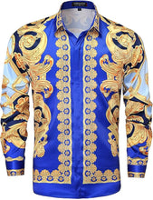Load image into Gallery viewer, Men's European Baroque Pattern 3D Printed Shirt Long Sleeve Collar Hawaiian Casual Shirt Outdoor Party Minimalist Clothes Men