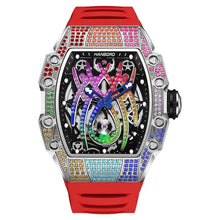 Load image into Gallery viewer, Men's Automatic Watch Tonneau Luxury Mechanical Wristwatch 5Bar Waterproof Skeleton Crystal Spider Dial & Bezel