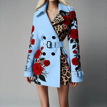 Load image into Gallery viewer, Women's Long Sleeve Floral Flower Printed Office Coat Dress
