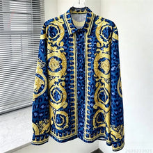 Load image into Gallery viewer, Men's Shirt Black Gold Baroque Medusa Long Sleeve Shirt