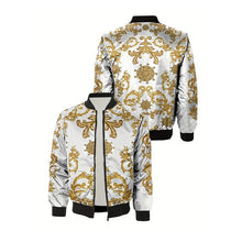 Load image into Gallery viewer, Men's Luxury Baroque Bomber Jacket 3D Printed Gold Graphic