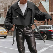 Load image into Gallery viewer, Casual Wear Streetwear Retro Streetwear Jacket Men Lapel Crop Coat