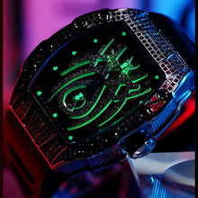 Load image into Gallery viewer, Men's Automatic Watch Tonneau Luxury Mechanical Wristwatch 5Bar Waterproof Skeleton Crystal Spider Dial & Bezel